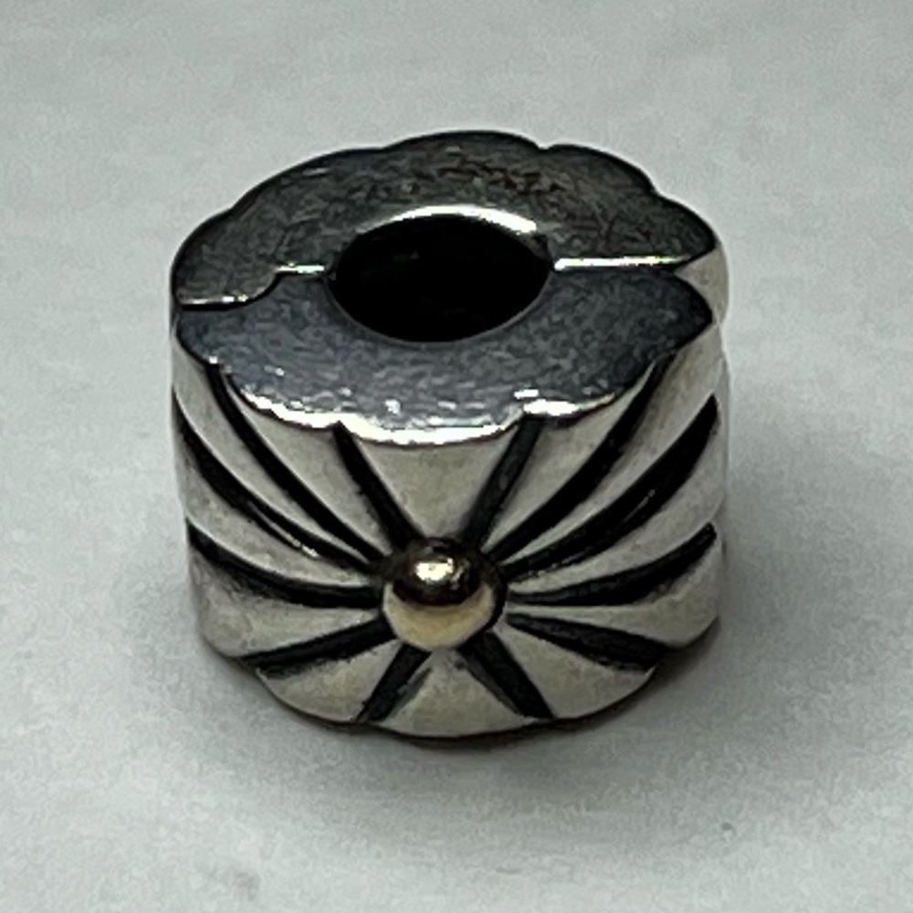 Retired Pandora Two Toned 14 K Gold Sunburst Clip